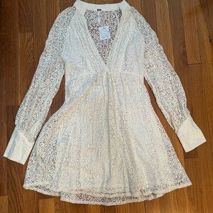 Free People Cream V-Neck Dress NWT